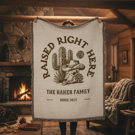 Raised Right Here Personalized Heirloom Woven Blanket