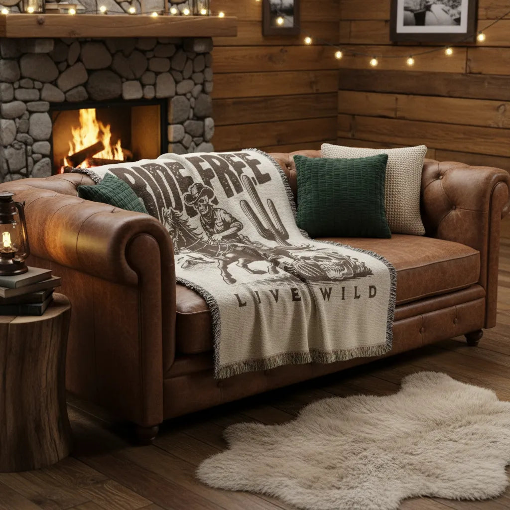 Ride Free, Live Wild Western Outlaw Woven Heirloom Throw