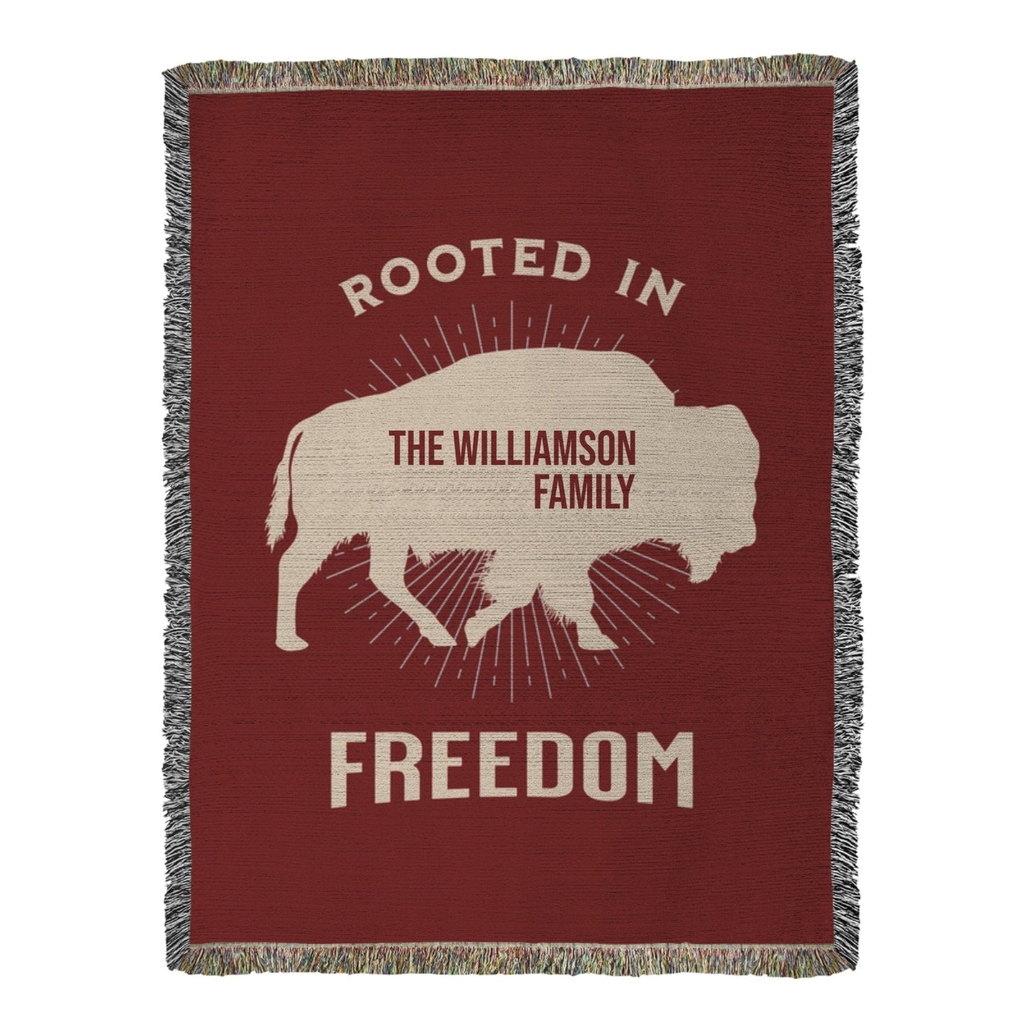 Rooted In Freedom Personalized Buffalo Family Woven Throw