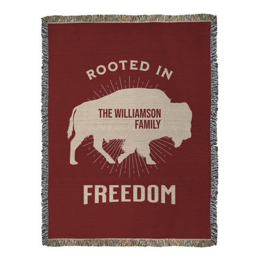 Rooted In Freedom Personalized Buffalo Family Woven Throw