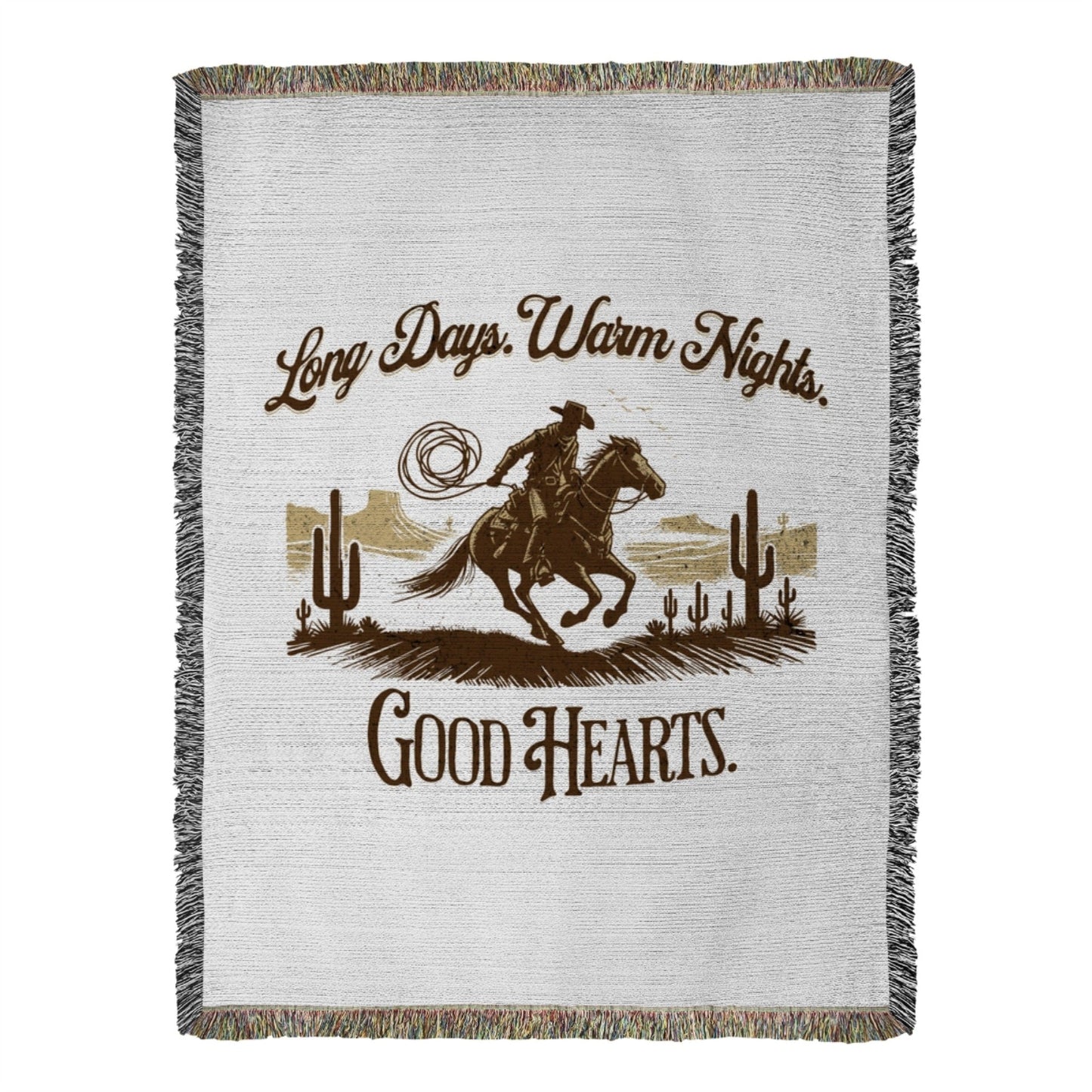 Long Days, Warm Nights, Good Hearts Western Heirloom Woven Throw