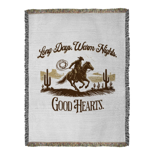 Long Days, Warm Nights, Good Hearts Western Heirloom Woven Throw