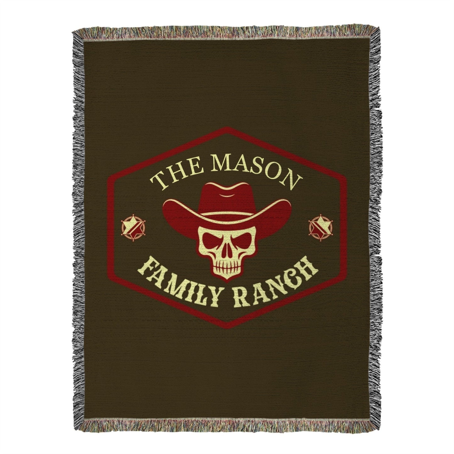 Personalized Western Skull Family Ranch Heirloom Woven Throw