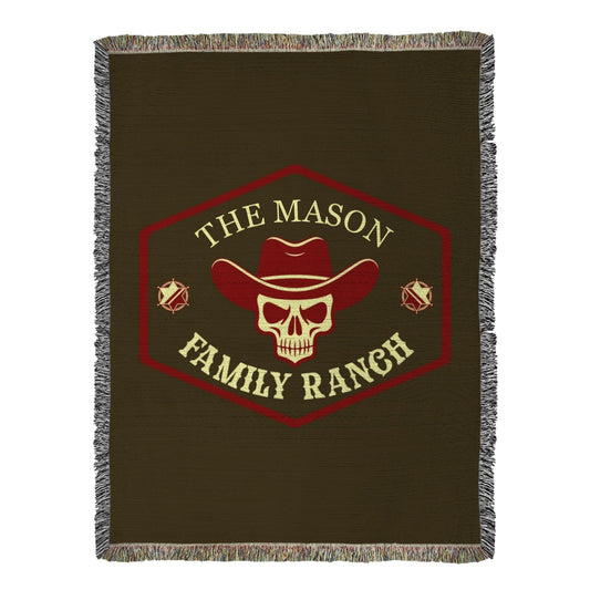 Personalized Western Skull Family Ranch Heirloom Woven Throw
