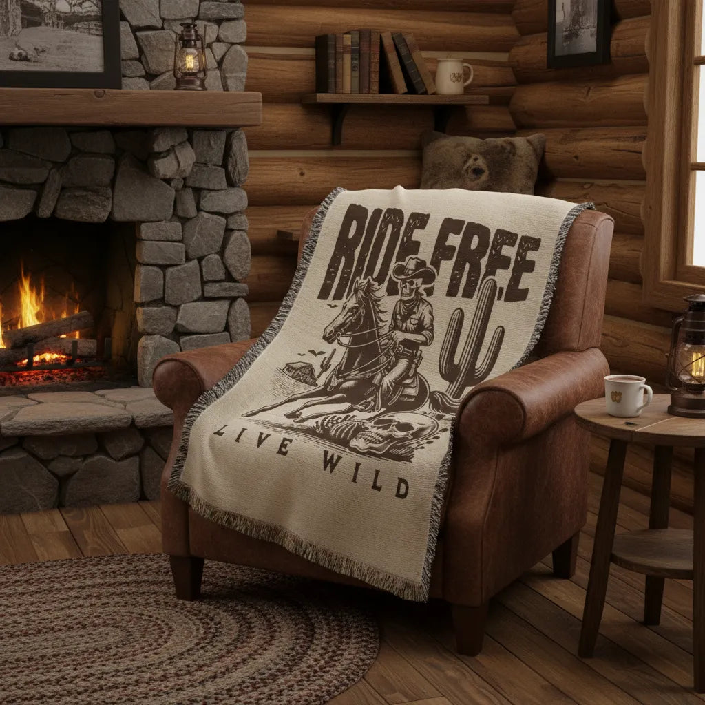Ride Free, Live Wild Western Outlaw Woven Heirloom Throw