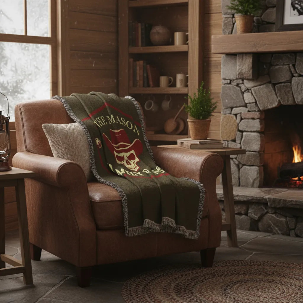 Personalized Western Skull Family Ranch Heirloom Woven Throw