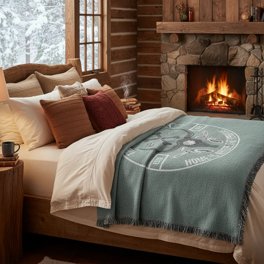 Home Is Where The Herd Is Personalized Western Family Woven Blanket