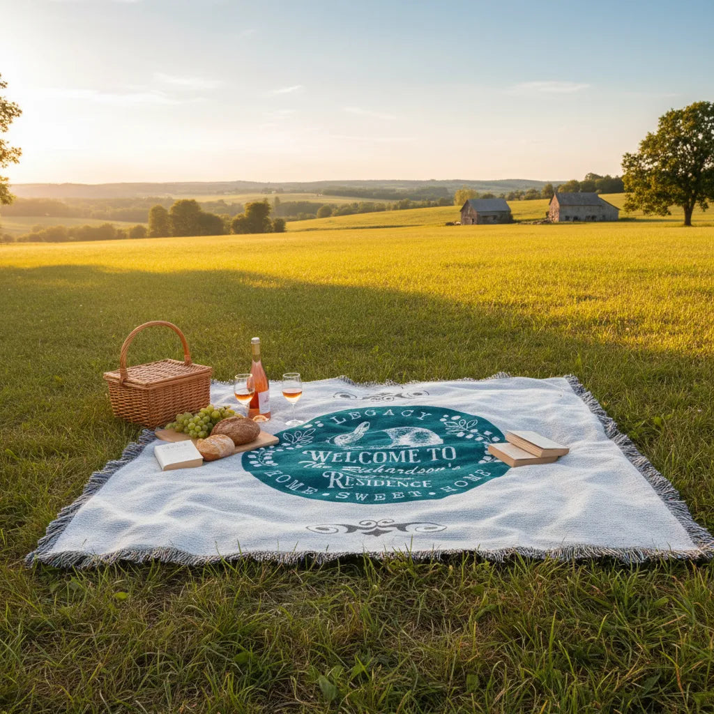 Welcome Bunny Personalized Family Residence Woven Blanket