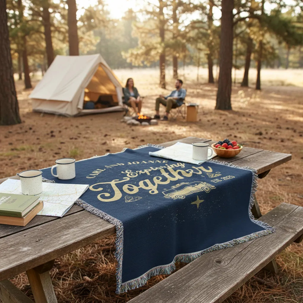 Exploring Together Personalized Adventure Woven Blanket