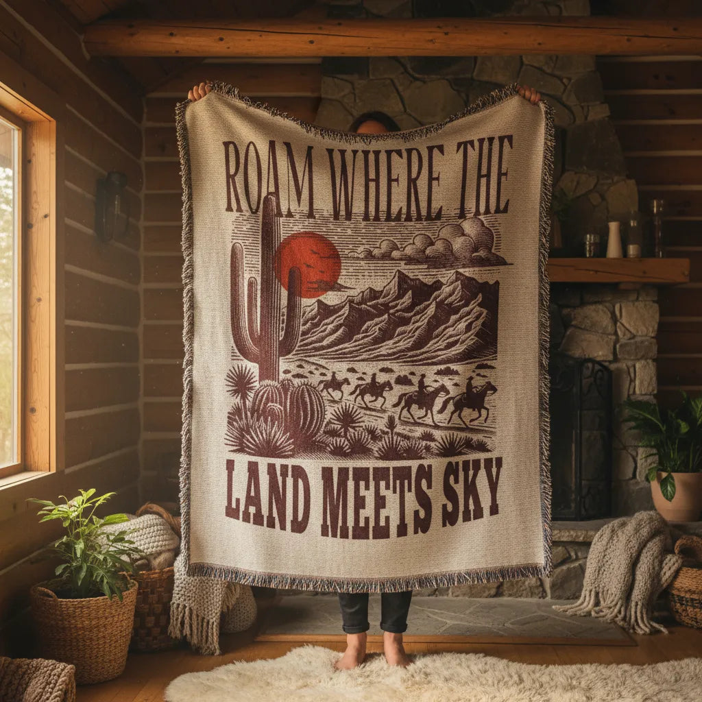 Roam Where The Land Meets Sky Western Desert Woven Throw