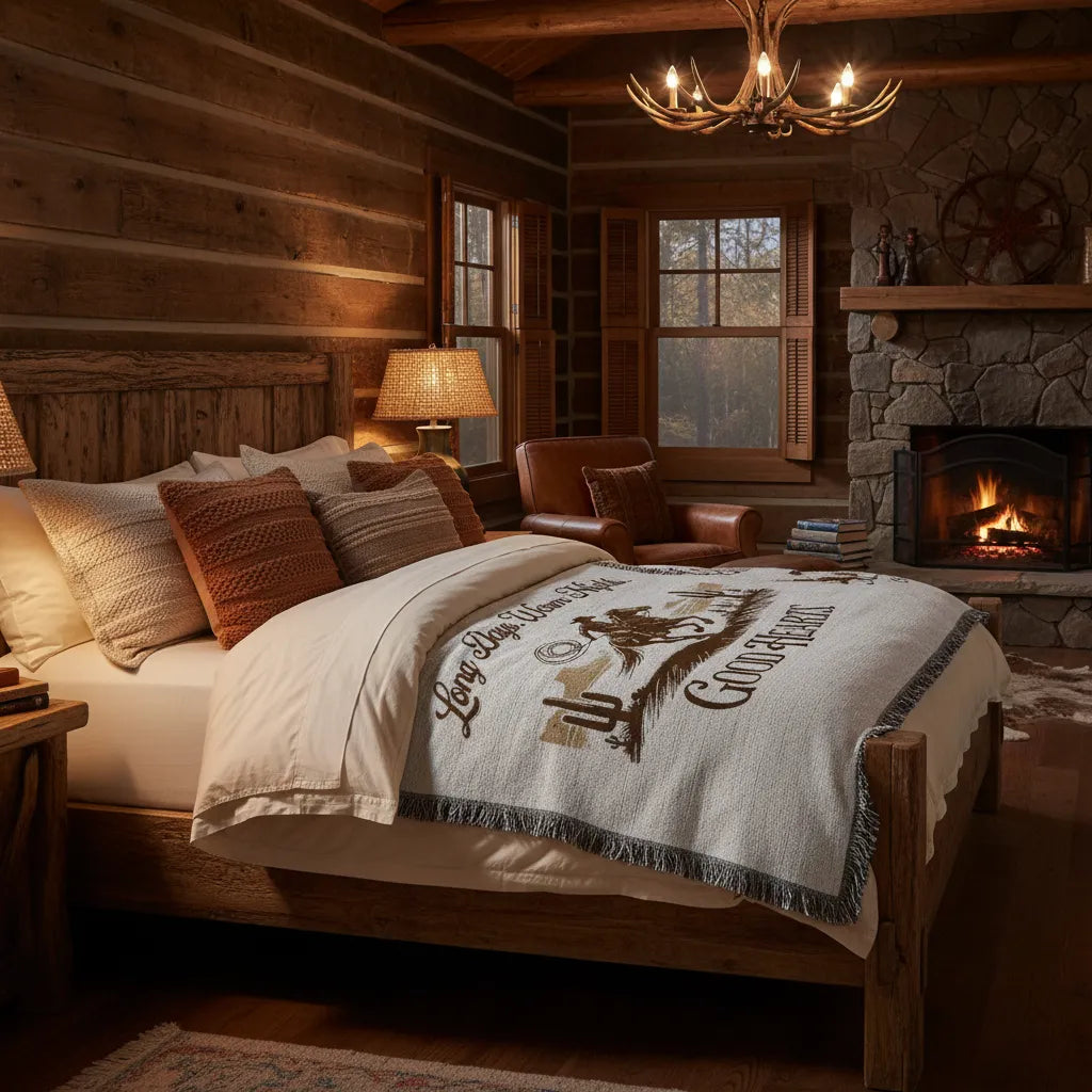 Long Days, Warm Nights, Good Hearts Western Heirloom Woven Throw