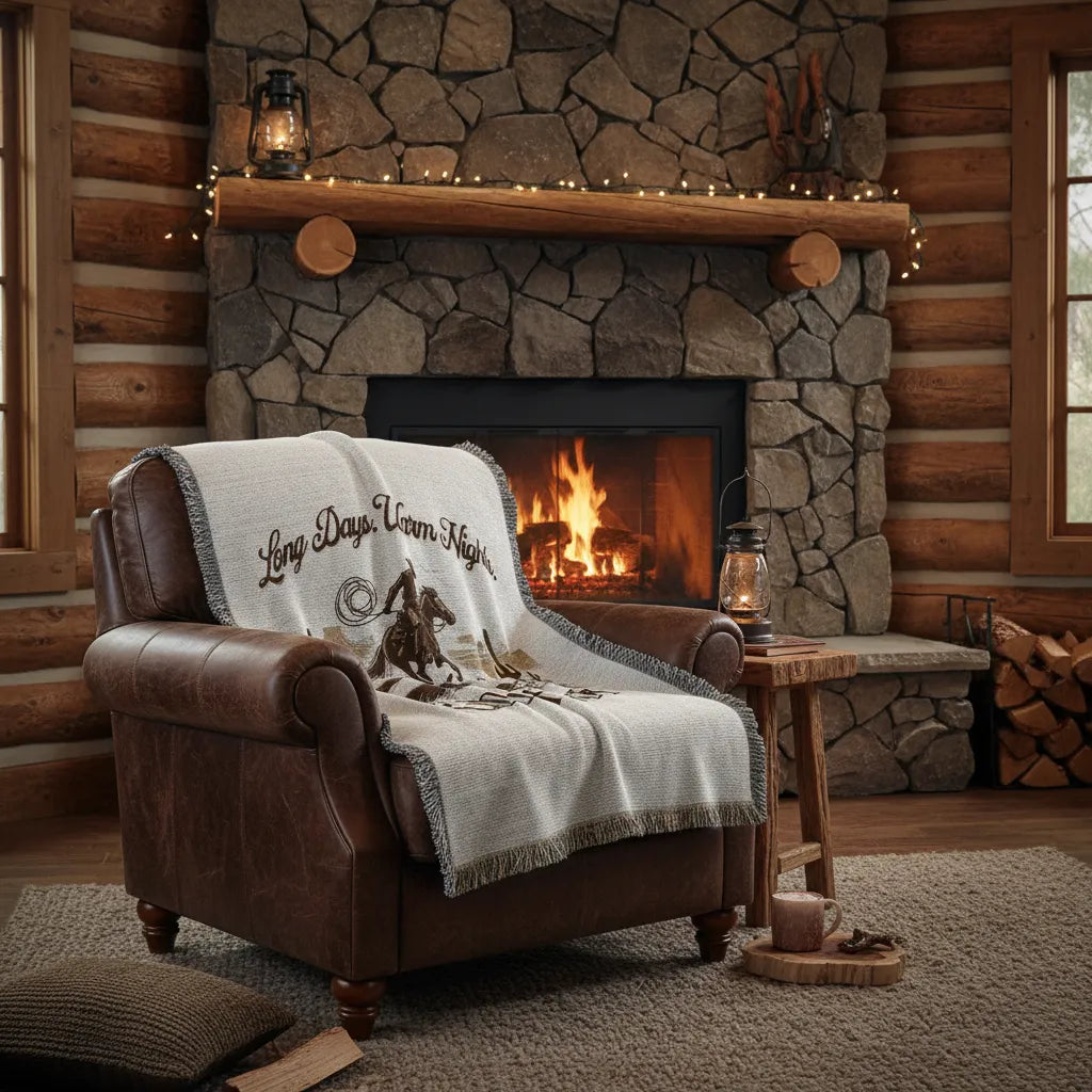 Long Days, Warm Nights, Good Hearts Western Heirloom Woven Throw